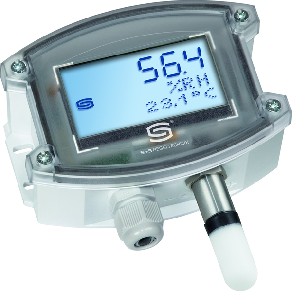 HYGRASGARD AFTF-I LCD, mit geöffneter Abdeckung, mit Kunststoff-Sinterfilter - S+S Regeltechnik