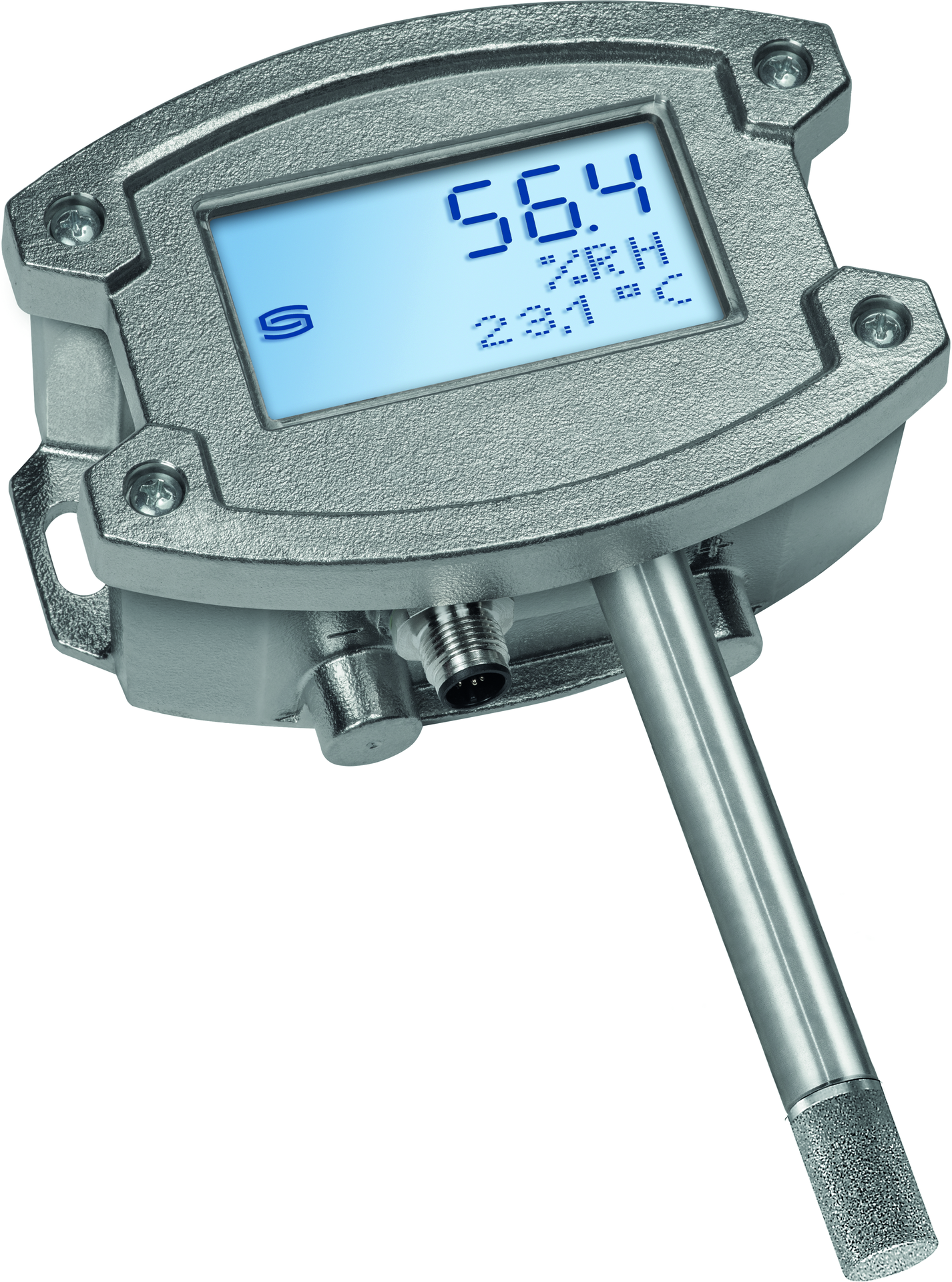 HYGRASGARD AFTF-20-U VAQ LCD, mit geöffneter Abdeckung, mit Metall-Sinterfilter - S+S Regeltechnik