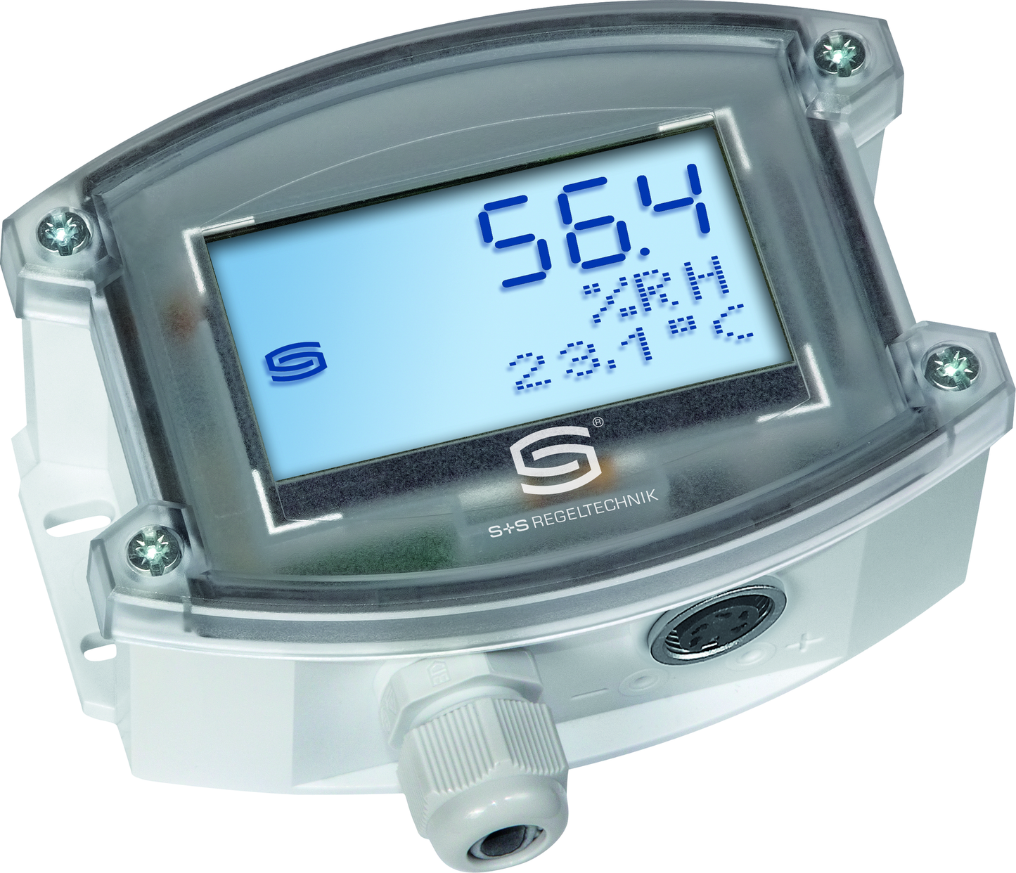 HYGRASGARD AFF-25-U LCD, mit geöffneter Abdeckung, mit Metall-Sinterfilter - S+S Regeltechnik