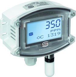 Aufputzfühler für Feuchte, Temperatur, Luftgüte und CO2 AERASGARD AFTM-LQ-CO2-W LCD, mit LCD-Anzeige, mit Kunststoff-Sinterfilter - S+S Regeltechnik