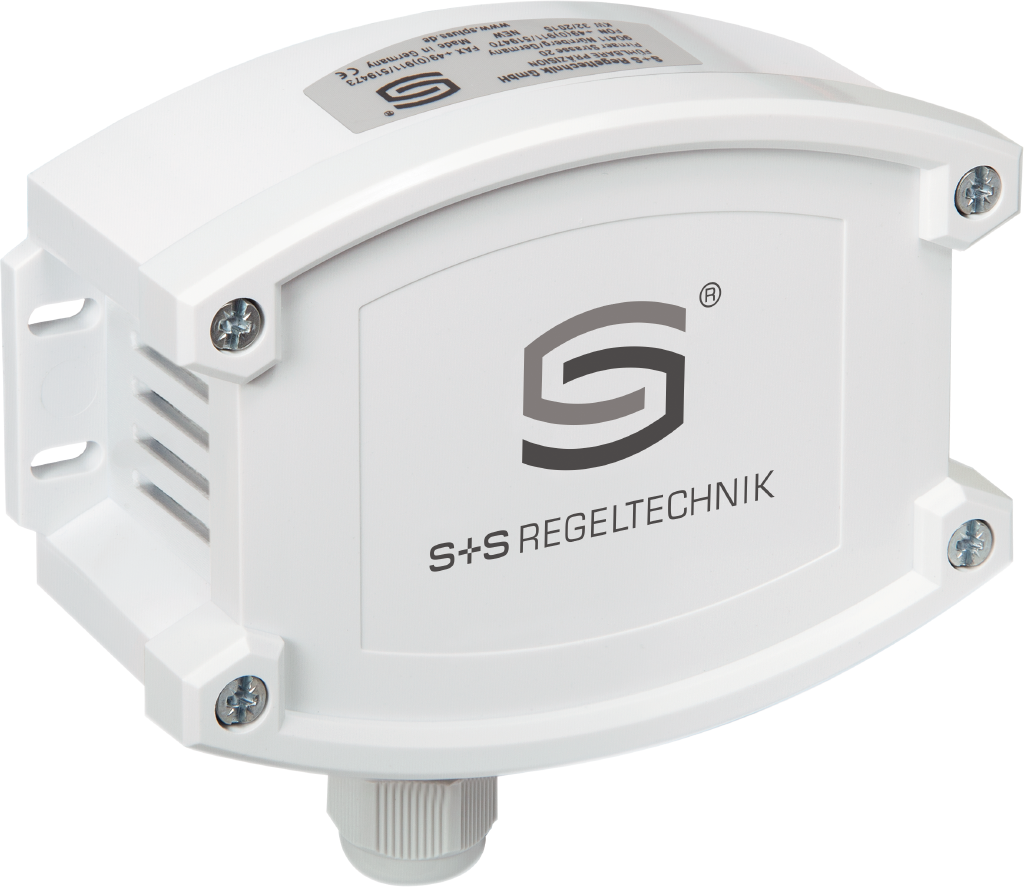Multifunktionaler Aufputzfühler für Temperatur und CO2 - Gehalt, kalibrierfähig, mit aktivem / schaltendem Ausgang AERASGARD ATM-CO2-SD-U, mit Metall-Sinterfilter - S+S Regeltechnik