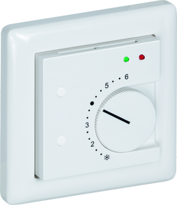 Raumtemperaturfühler mit Bedienelementen im Flächenschalterprogramm THERMASGARD FSTF Pt1000 P 2L 2T - S+S Regeltechnik