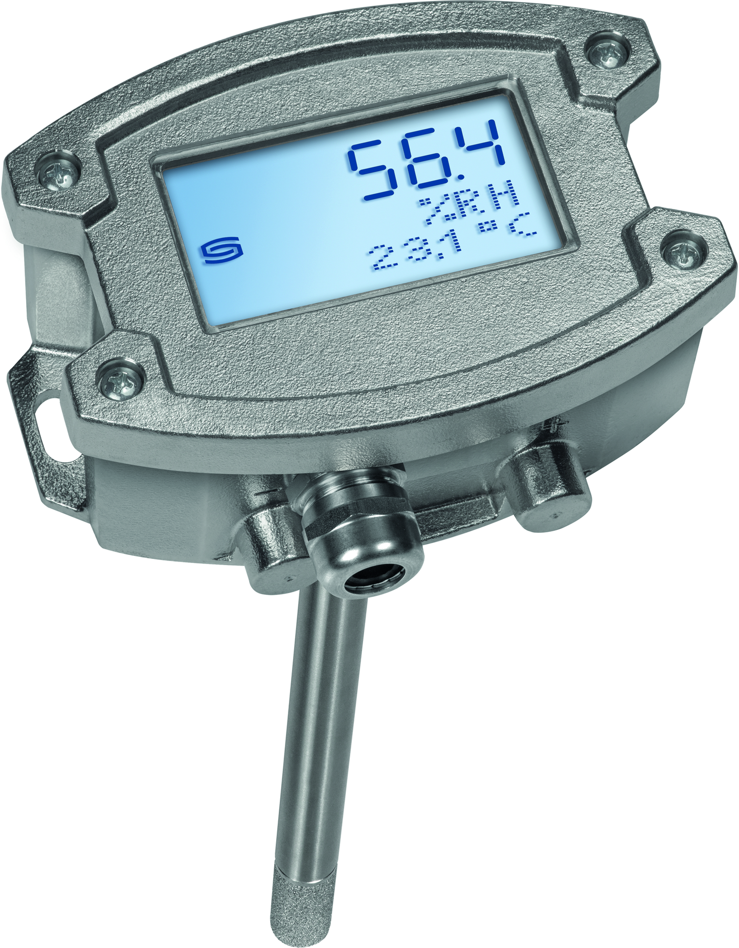 HYGRASGARD KFTF-20-I VA LCD, mit geöffneter Abdeckung, mit Metall-Sinterfilter - S+S Regeltechnik