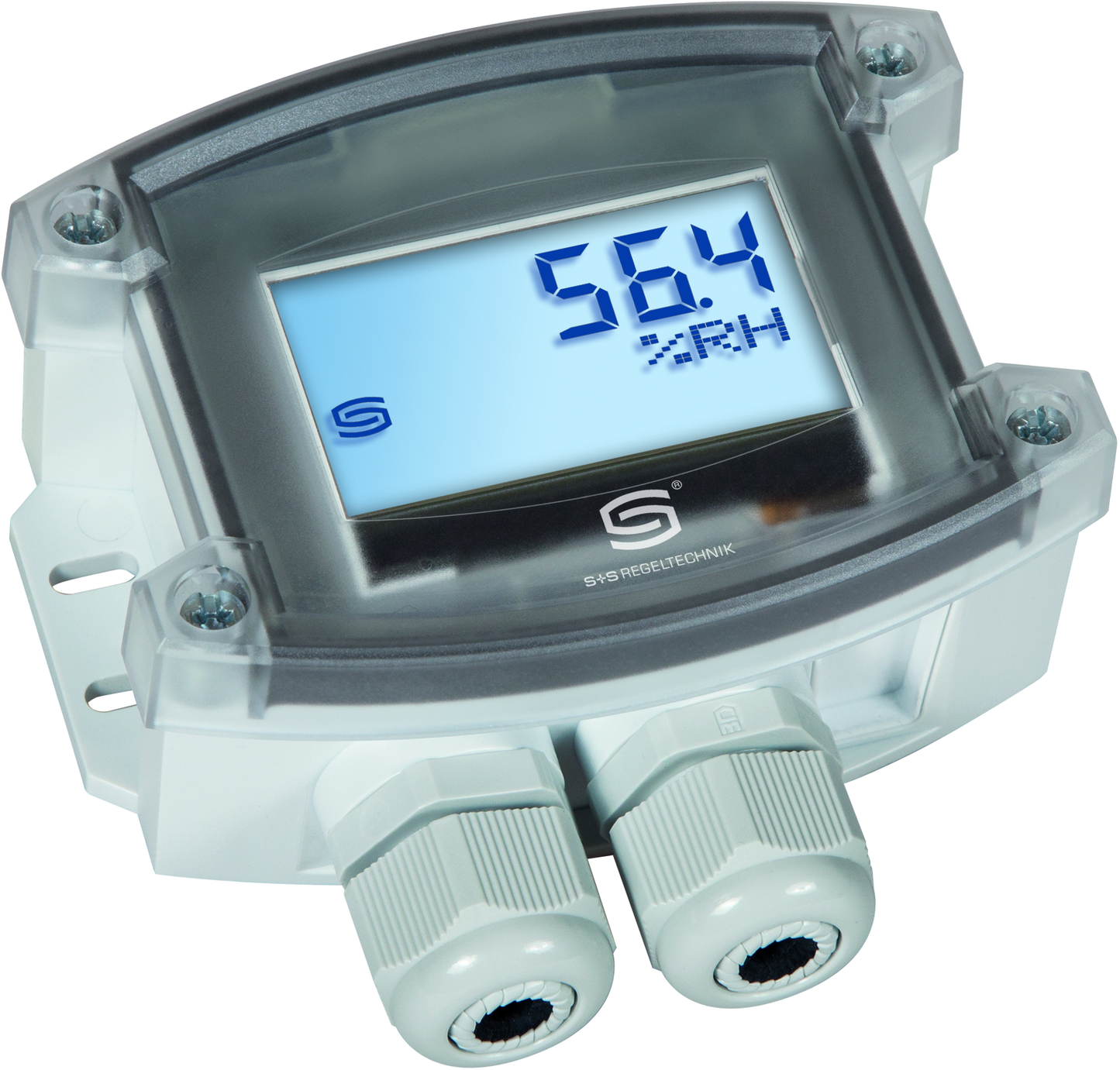 HYGRASGARD KFTF-Modbus-T3 LCD, mit geöffneter Abdeckung, mit Metall-Sinterfilter - S+S Regeltechnik