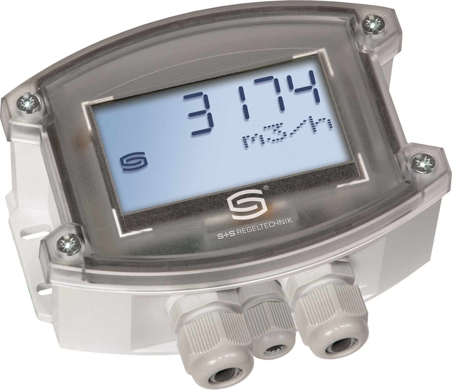 RHEASGARD PLGFV-Modbus LCD, mit geöffneter Abdeckung - S+S Regeltechnik