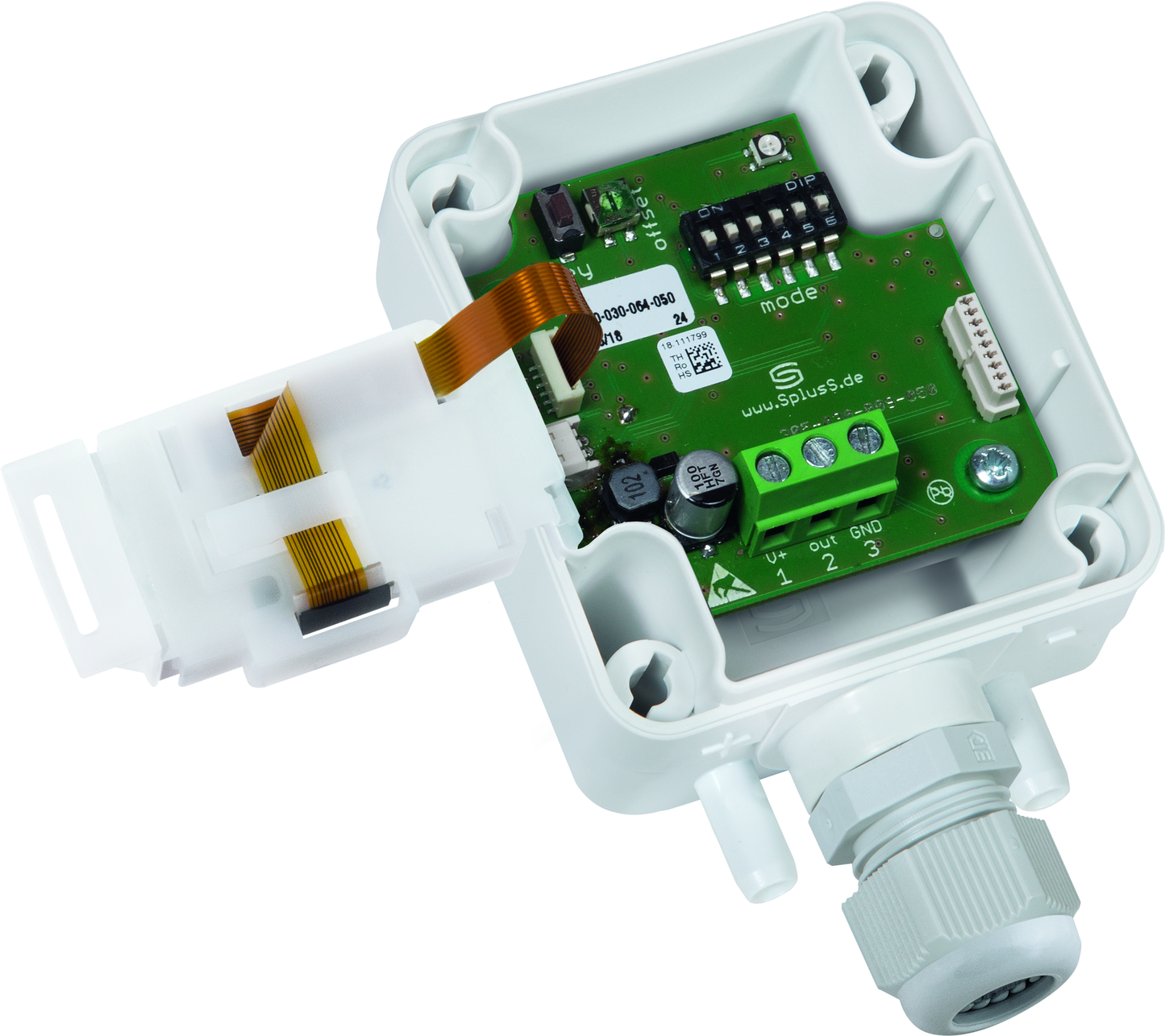 PREMASGARD 1121-SD-I LCD, mit geöffneter Abdeckung und LCD-Anzeige - S+S Regeltechnik