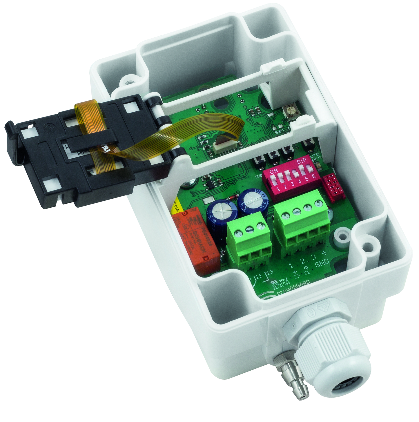 PREMASREG 1140-U/W LCD, mit geöffneter Abdeckung und LCD-Anzeige - S+S Regeltechnik