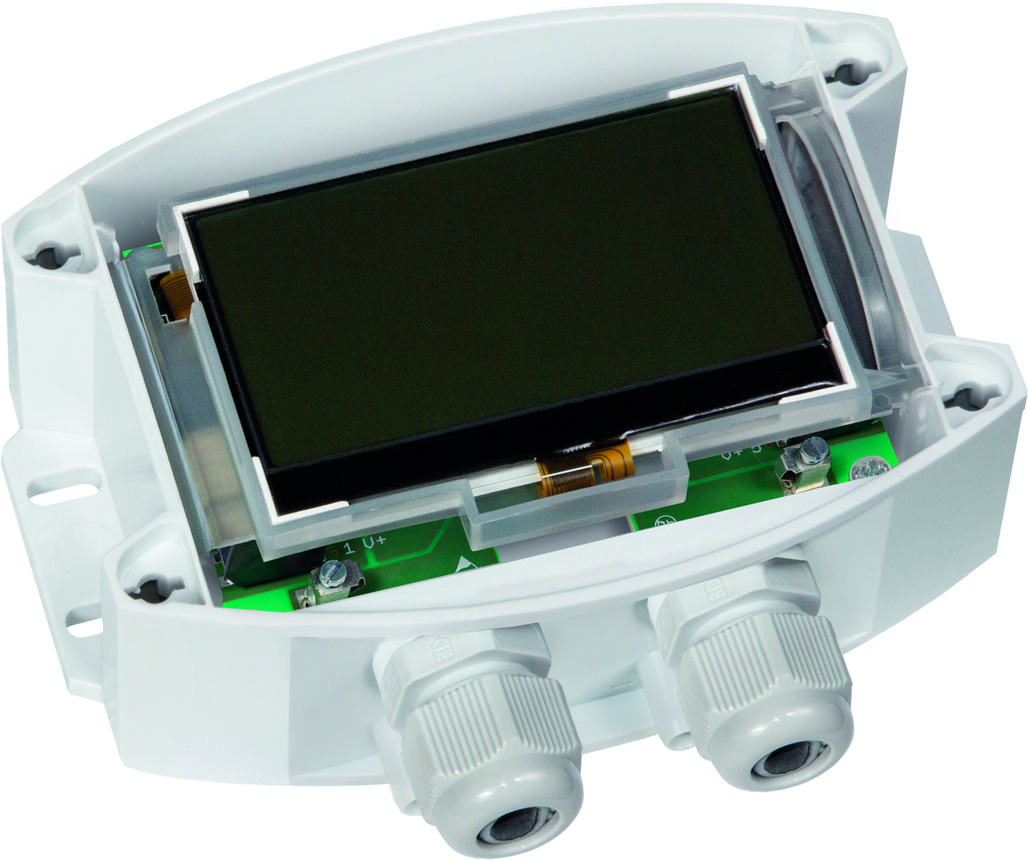 PREMASGARD 7247T-Modbus LCD, mit geöffneter Abdeckung - S+S Regeltechnik