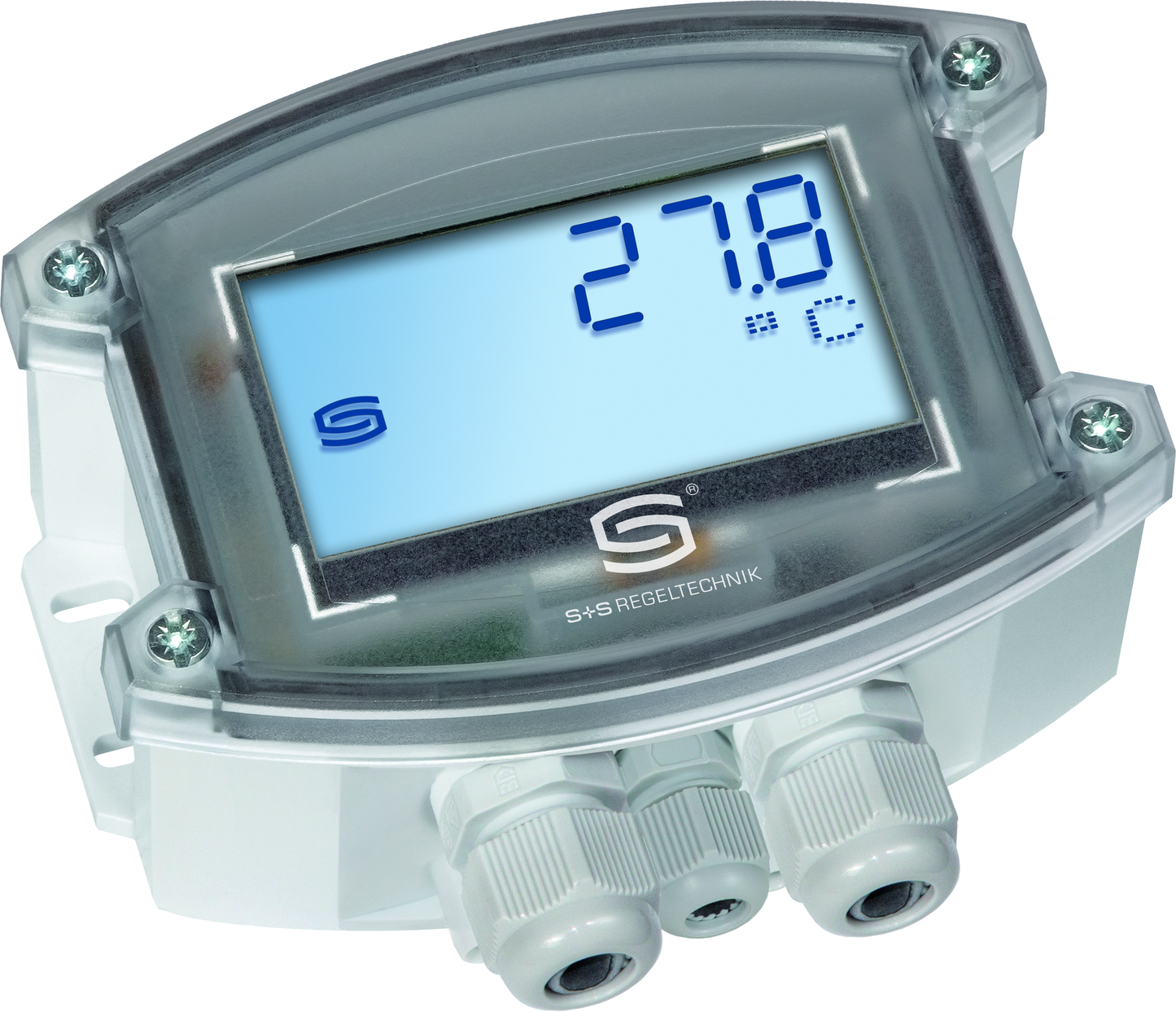 PREMASGARD 7247T-Modbus LCD, mit geöffneter Abdeckung - S+S Regeltechnik