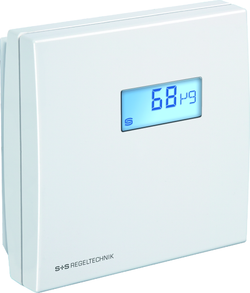 Raumfühler für Feuchte, Temperatur und PM AERASGARD RFTM-PS-Modbus LCD, mit LCD-Anzeige, mit Metall-Sinterfilter - S+S Regeltechnik