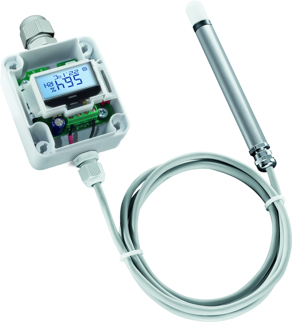 HYGRASGARD RPFF-I LCD, mit geöffneter Abdeckung, mit Kunststoff-Sinterfilter - S+S Regeltechnik