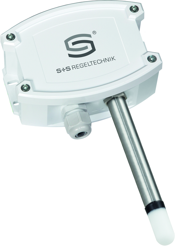 HYGRASGARD AFTF-20-U, mit geöffneter Abdeckung, mit Kunststoff-Sinterfilter - S+S Regeltechnik