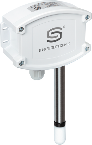 Sensor mit geschlossenem Gehäuse und Schutzrohr mit weißer Schutzkappe