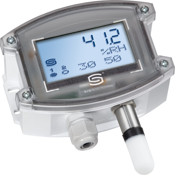 Aufputz-Hygrothermostat mit Display in Seitenansicht