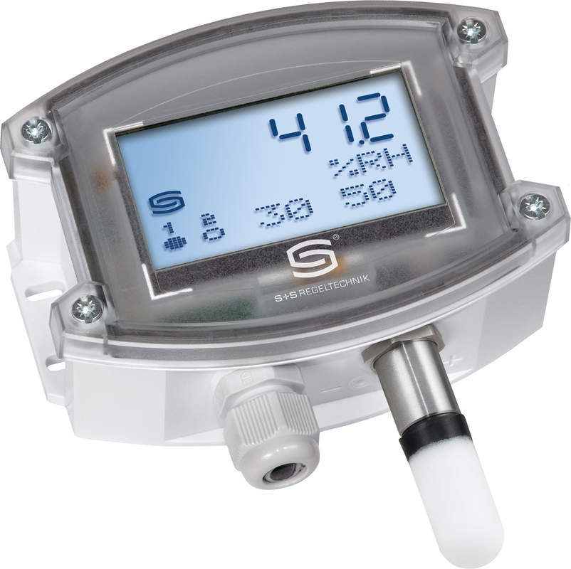 Aufputz-Hygrothermostat mit Display in Seitenansicht
