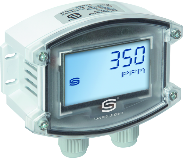 Aufputzfühler AERASGARD ACO2-Modbus LCD, mit LCD-Anzeige, mit Metall-Sinterfilter - S+S Regeltechnik