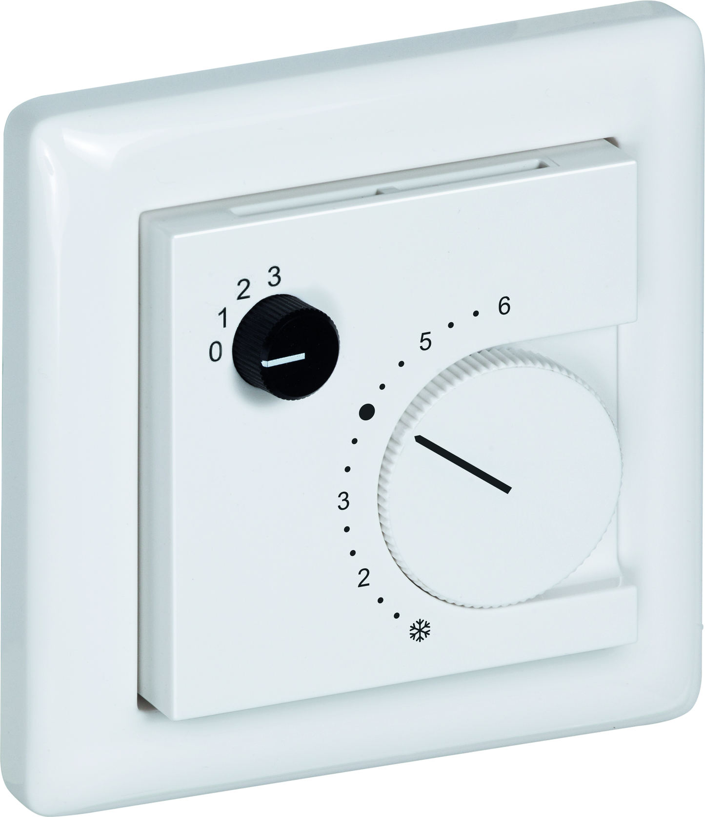 Raumtemperaturfühler mit Bedienelementen im Flächenschalterprogramm THERMASGARD FSTF NiTK P D4 - S+S Regeltechnik
