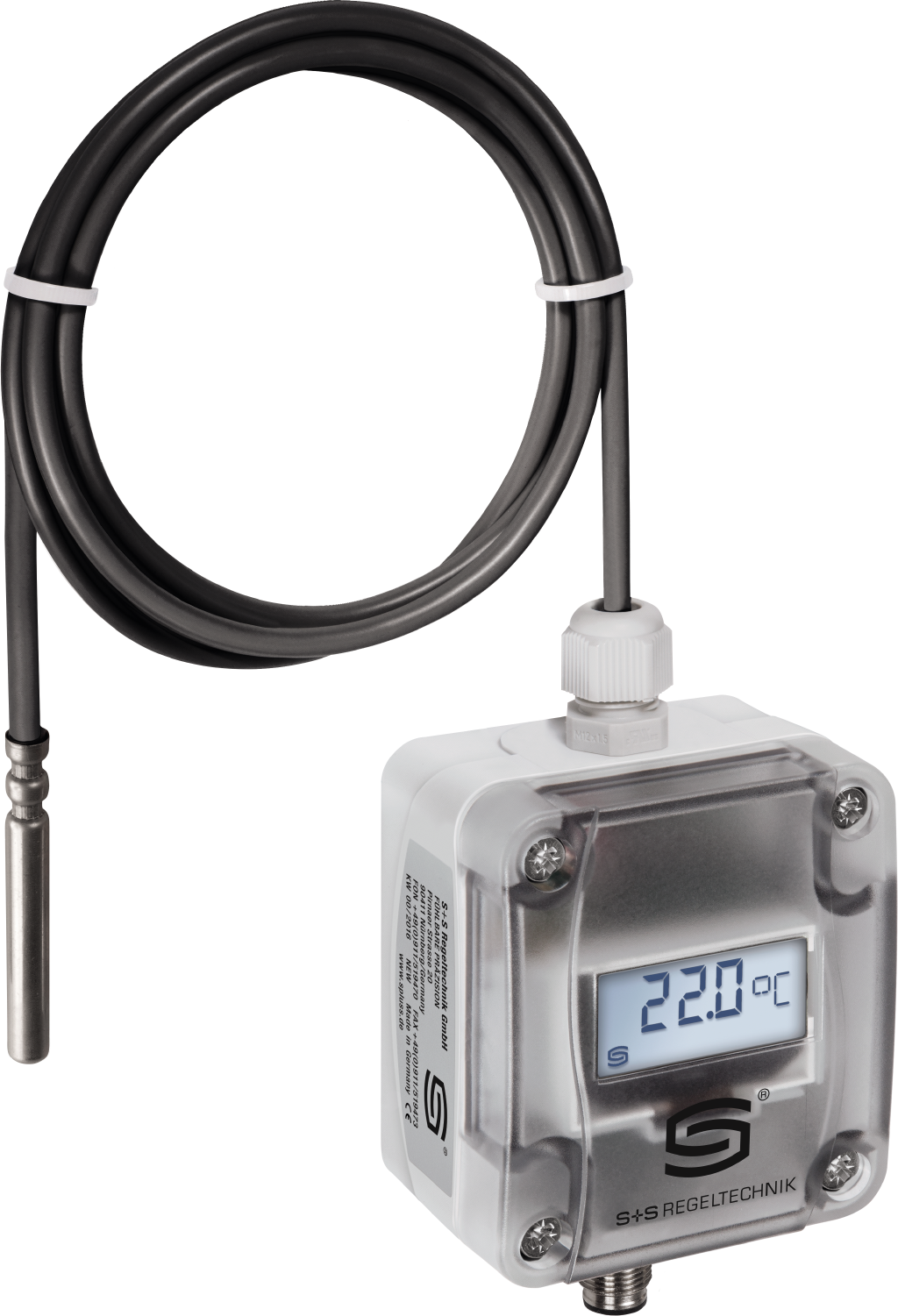 Hülsenfühler mit Temperaturmessumformer (Kabeltemperaturmessumformer) THERMASGARD HFTM-I Q LCD, mit LCD-Anzeige - S+S Regeltechnik