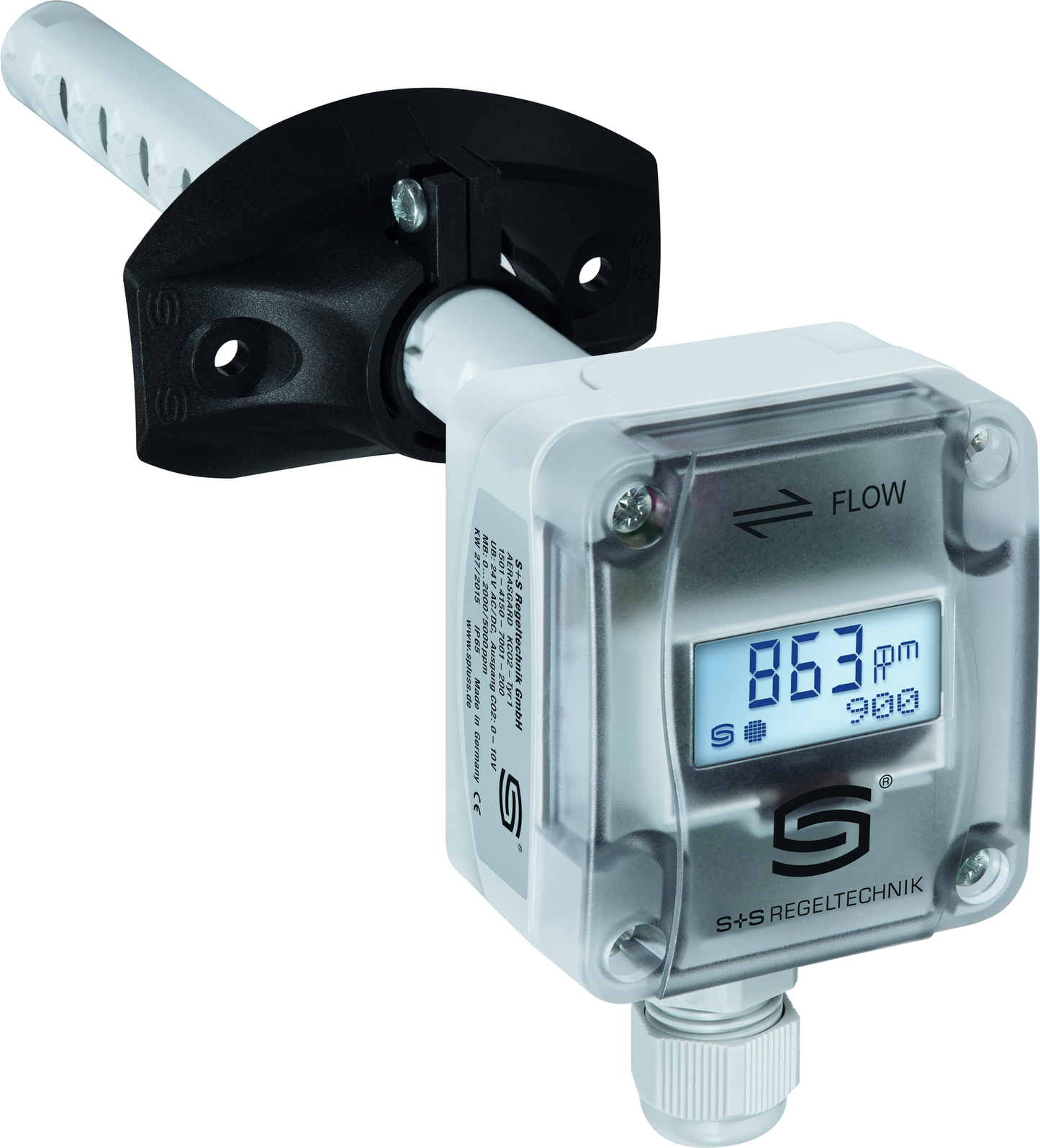 Kanal-CO2-Sensor | CO2-Fühler AERASGARD KCO2-W LCD, mit LCD-Anzeige, mit Metall-Sinterfilter - S+S Regeltechnik