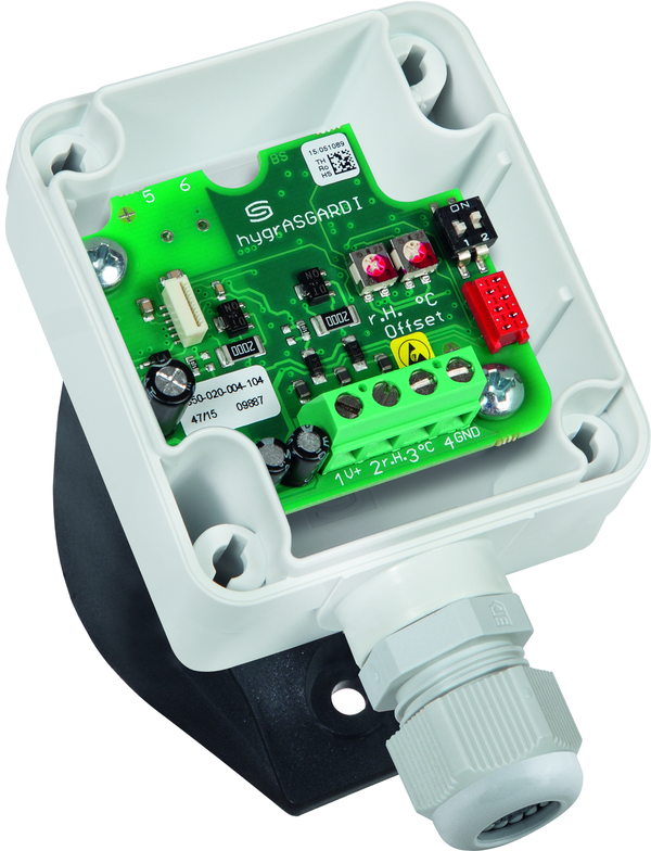 HYGRASGARD KFF-I, mit geöffneter Abdeckung, mit Sinterfilter - S+S Regeltechnik