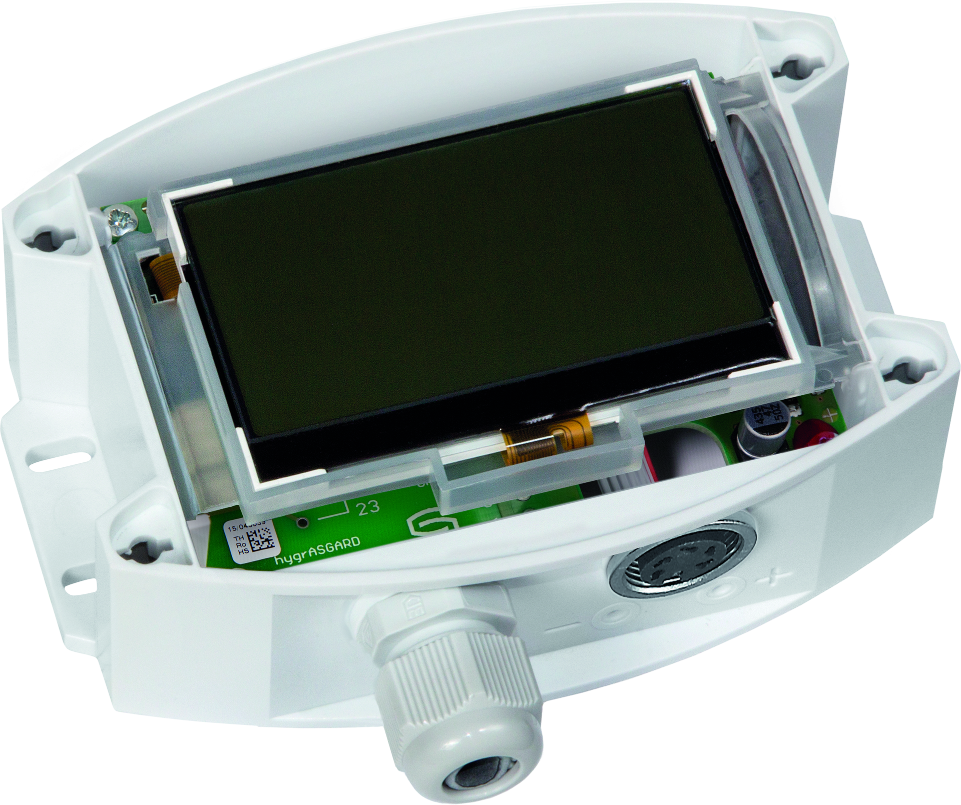 HYGRASGARD RPFTF-25-I LCD, mit geöffneter Abdeckung, mit Sinterfilter - S+S Regeltechnik