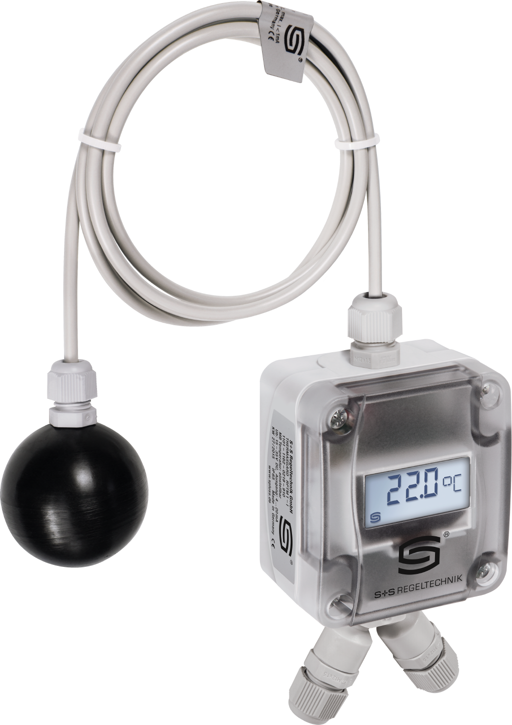 Raumpendeltemperaturmessumformer THERMASGARD RPTM2-Modbus LCD, mit LCD-Anzeige - S+S Regeltechnik
