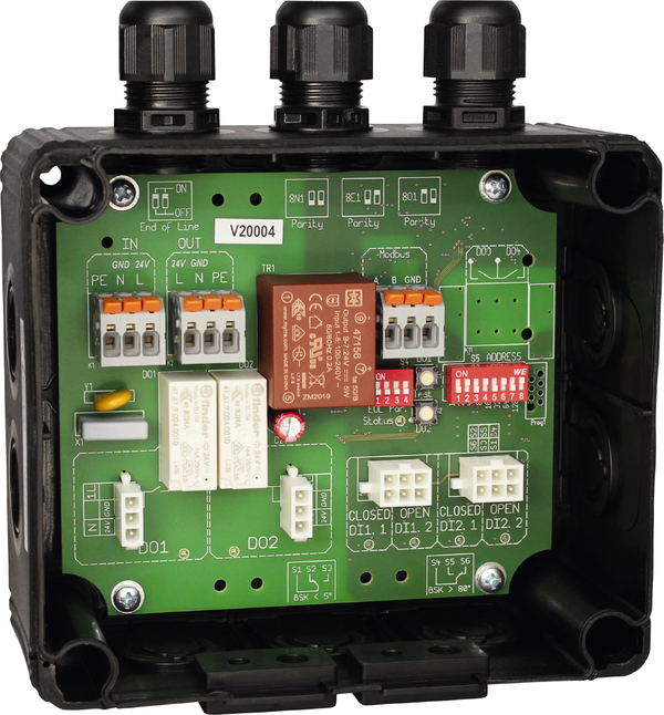 Brandschutzklappen-Modul für 2 BSK (230 V) mit galvanischer Trennung - IP 54, Digital In/Out, für  powerIO Power IO-BSK Modul (230V/AMP) - S+S Regeltechnik