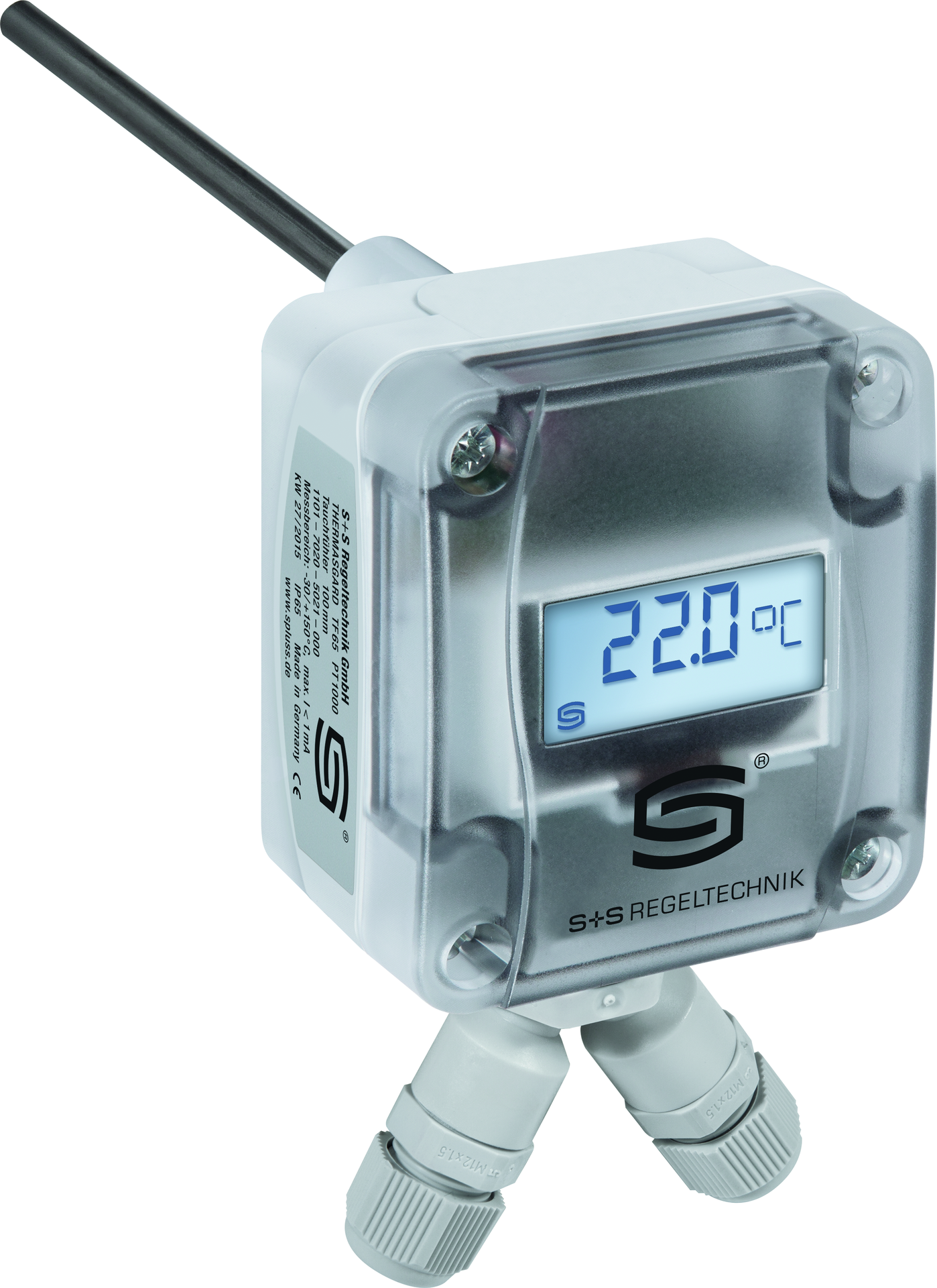 Tauchtemperaturmessumformer THERMASGARD TM65-Modbus 150mm LCD, mit LCD-Anzeige - S+S Regeltechnik