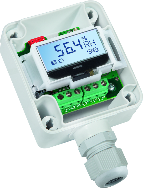 HYGRASREG TW-U/W LCD, mit geöffneter Abdeckung - S+S Regeltechnik